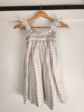 Cat & Jack White Smocked Sundress with Red & Blue Dots